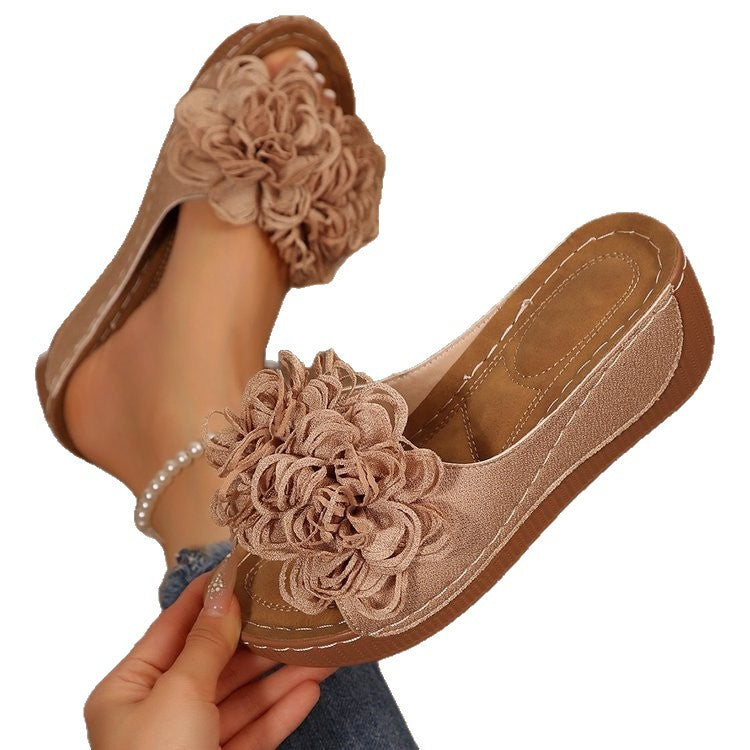 Sarah Express Floral Wedge Platform Mule Sandals