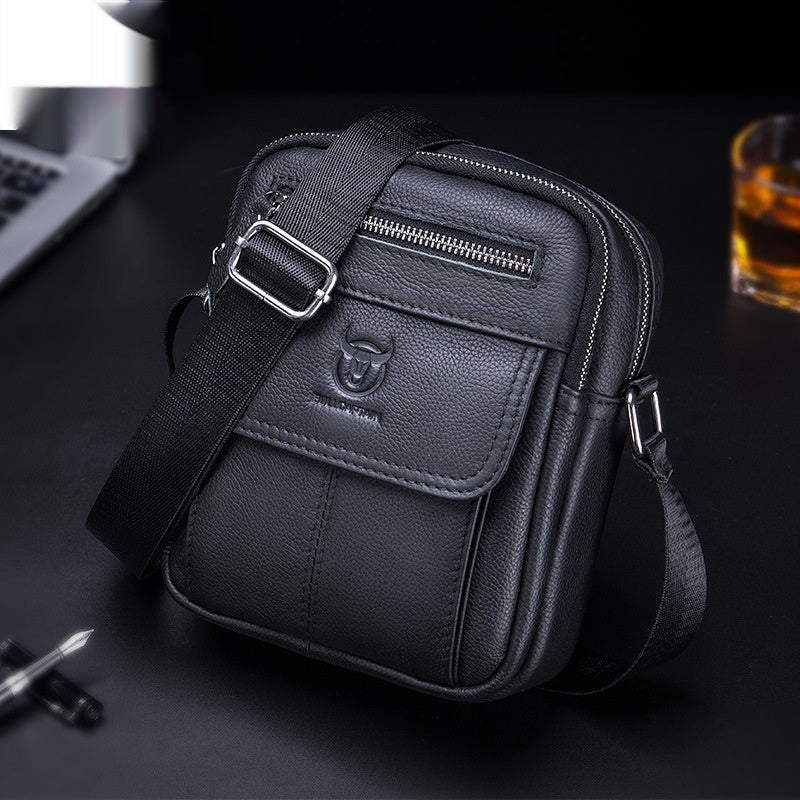 Sarah Express Retro Leather Men's Crossbody Shoulder Bag Black