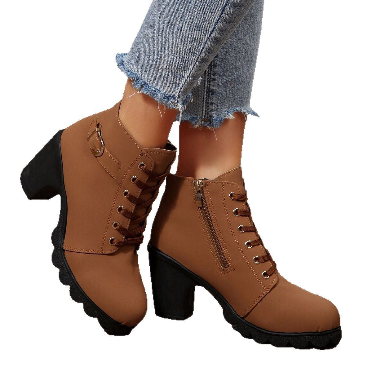 Sarah Express Women's Cross-Tie Chunky-Heel Ankle Boots