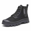 Sarah Express Men's Side Zipper Canvas Hiking Boots Black