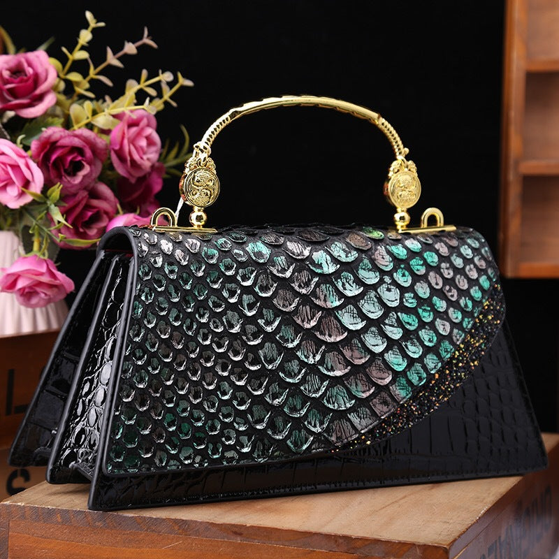 Sarah Express Retro Contrast Color Shoulder Messenger Bag Black