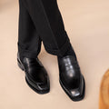 Sarah Express Men's Square Toe Leather Loafers Black