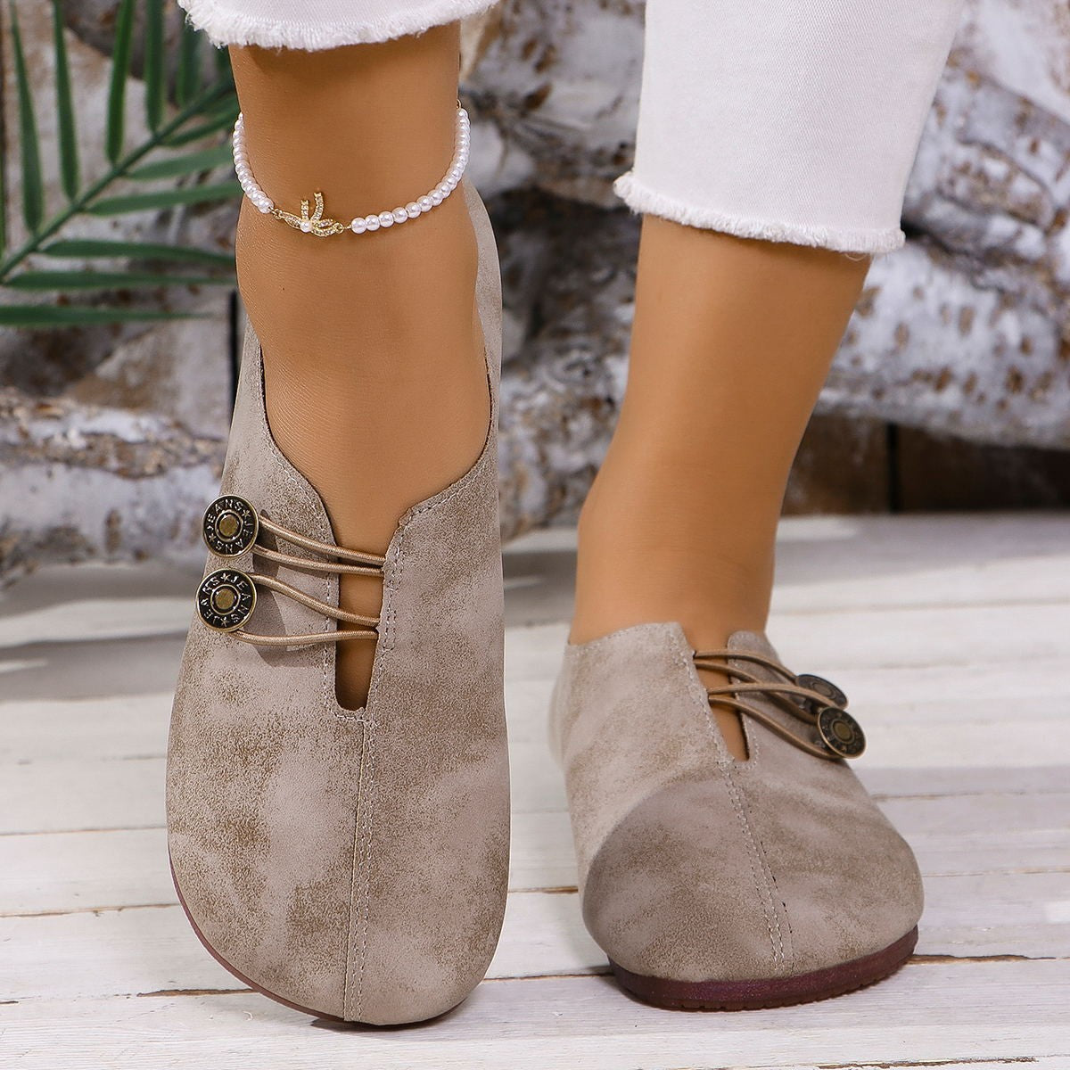 Sarah Express PU Leather Slip-On Sandals Light Brown