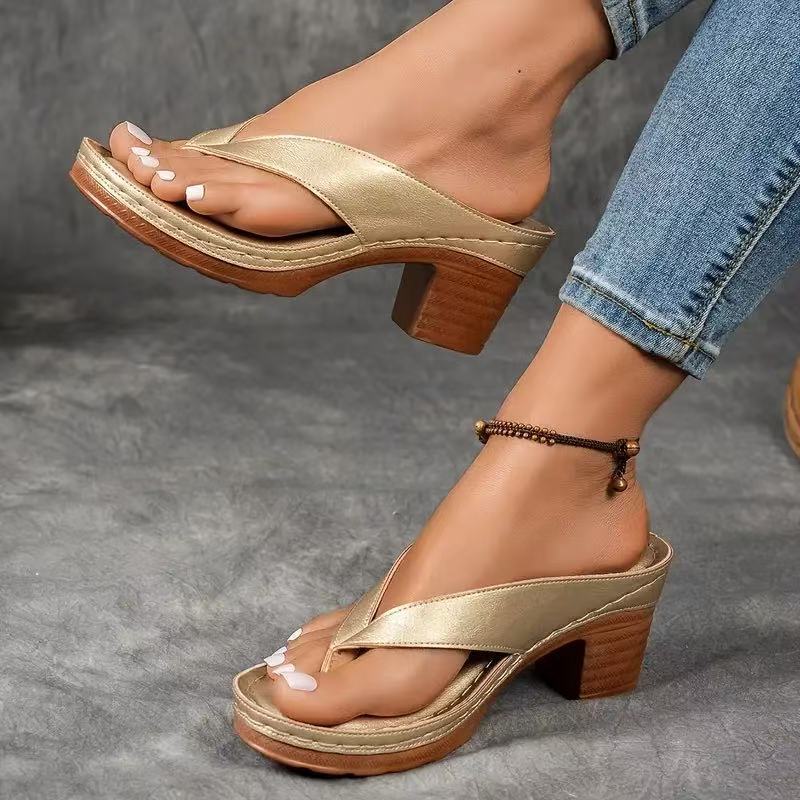 Sarah Express Women's Square Heel Wedge Sandals