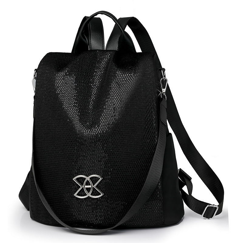 Sarah Express Lightweight Nylon Multi-Pocket Travel Backpack Black Paillette