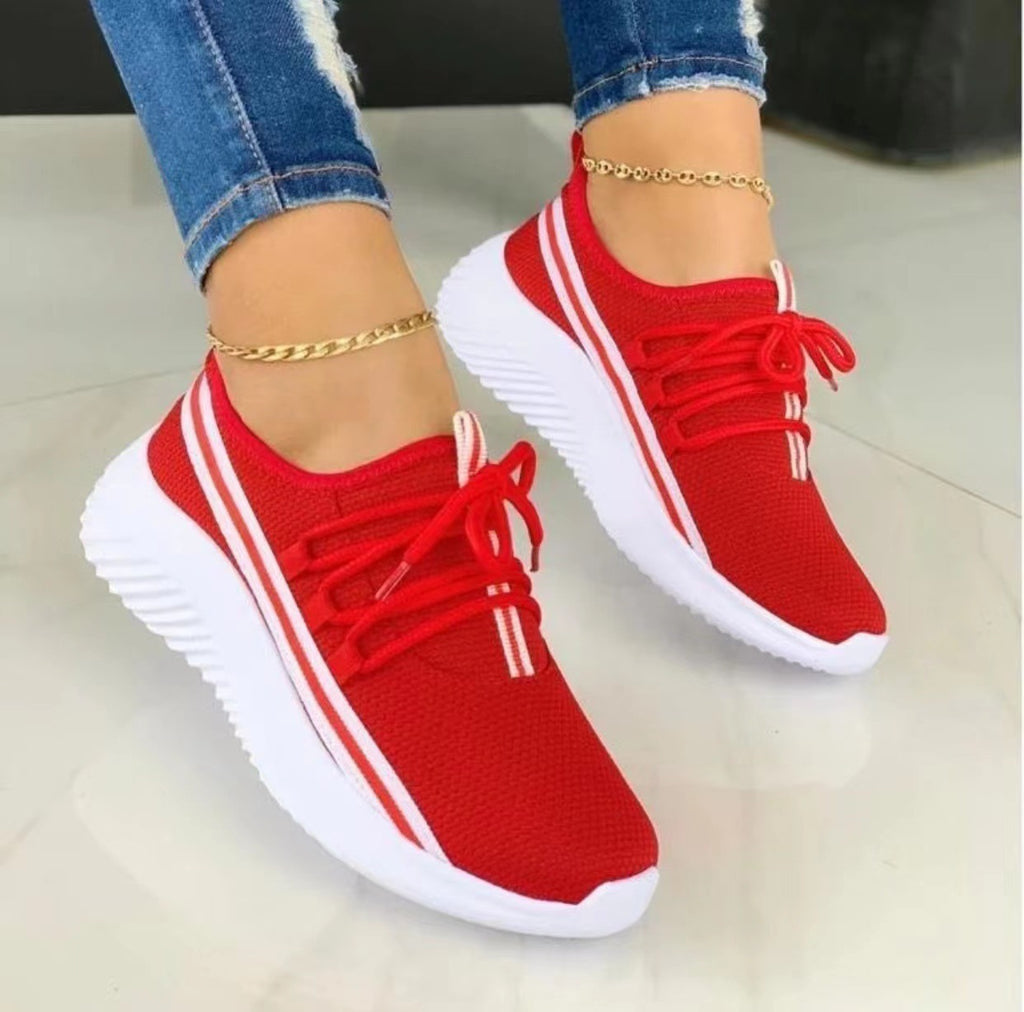 Sarah Express Ribbon Tie Mesh Sneakers