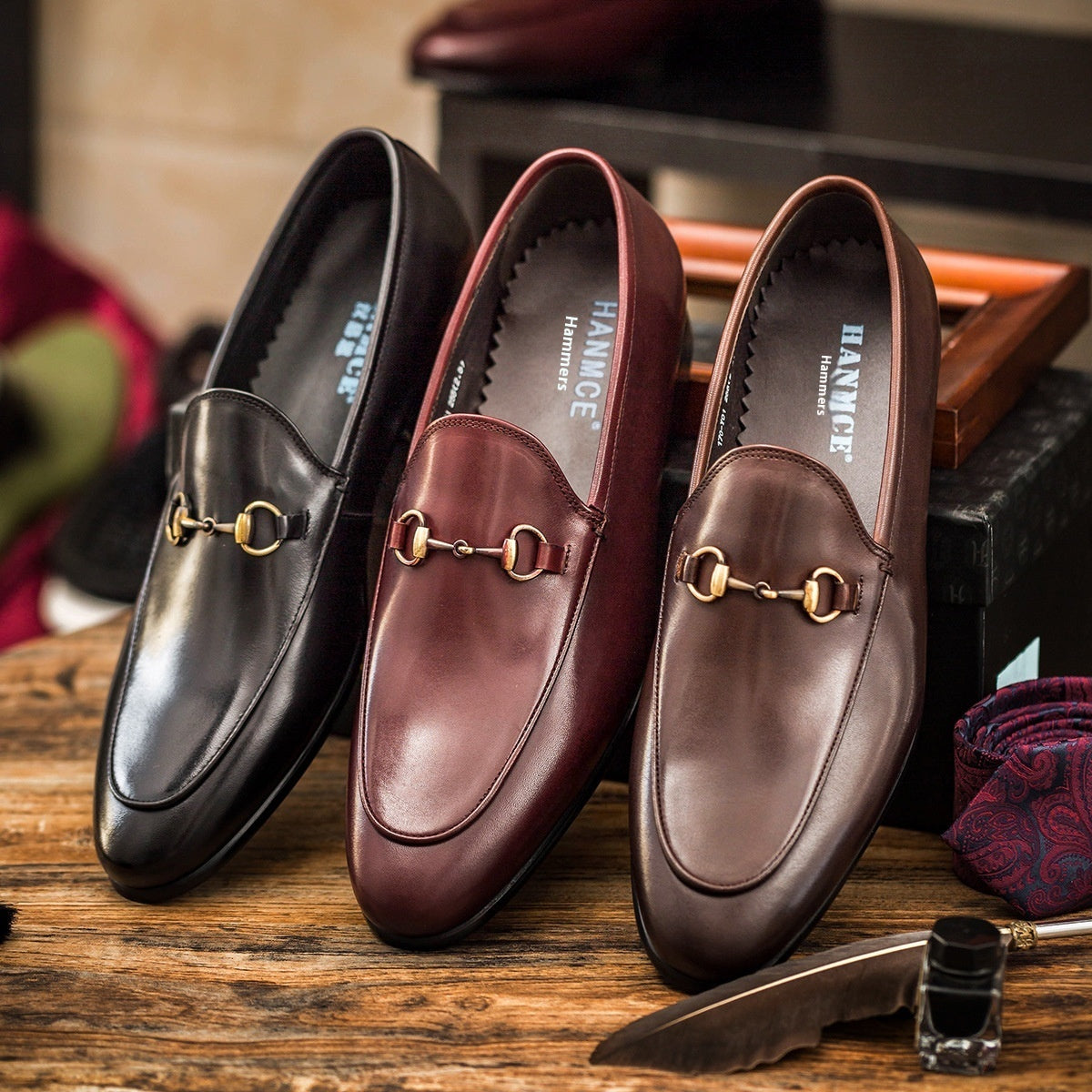 Sarah Express Men's Horsebit Leather Round Toe Loafers
