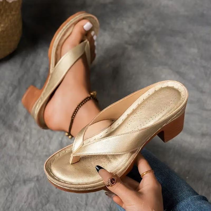 Sarah Express Women's Square Heel Wedge Sandals