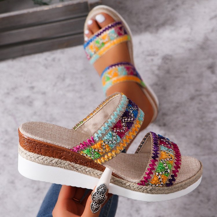Sarah Express Woven Canvas Wedge Sandals