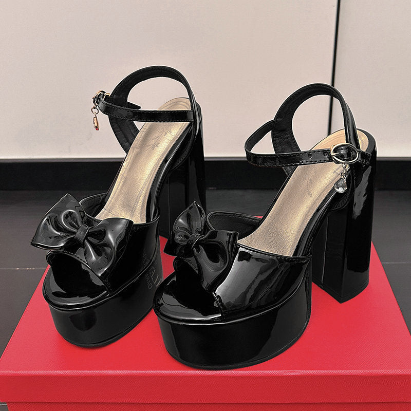 Sarah Express Chunky Heel Peep-Toe Platform Sandals