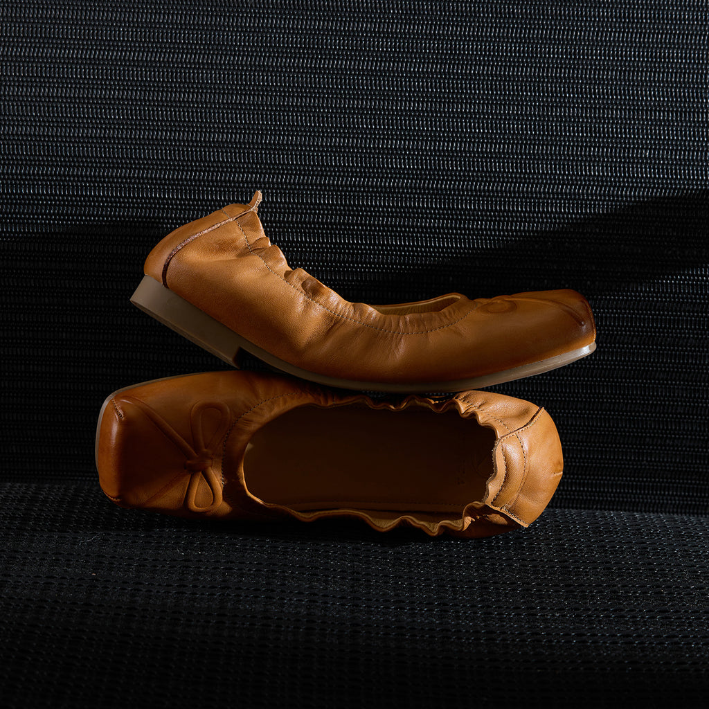 Sarah Express Full Grain Leather Square Toe Flats