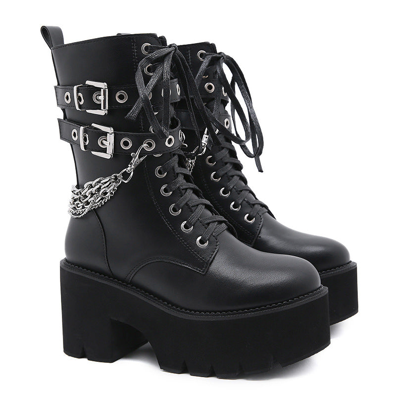 Sarah Express Chunky Heel Platform Mid-Calf Boots