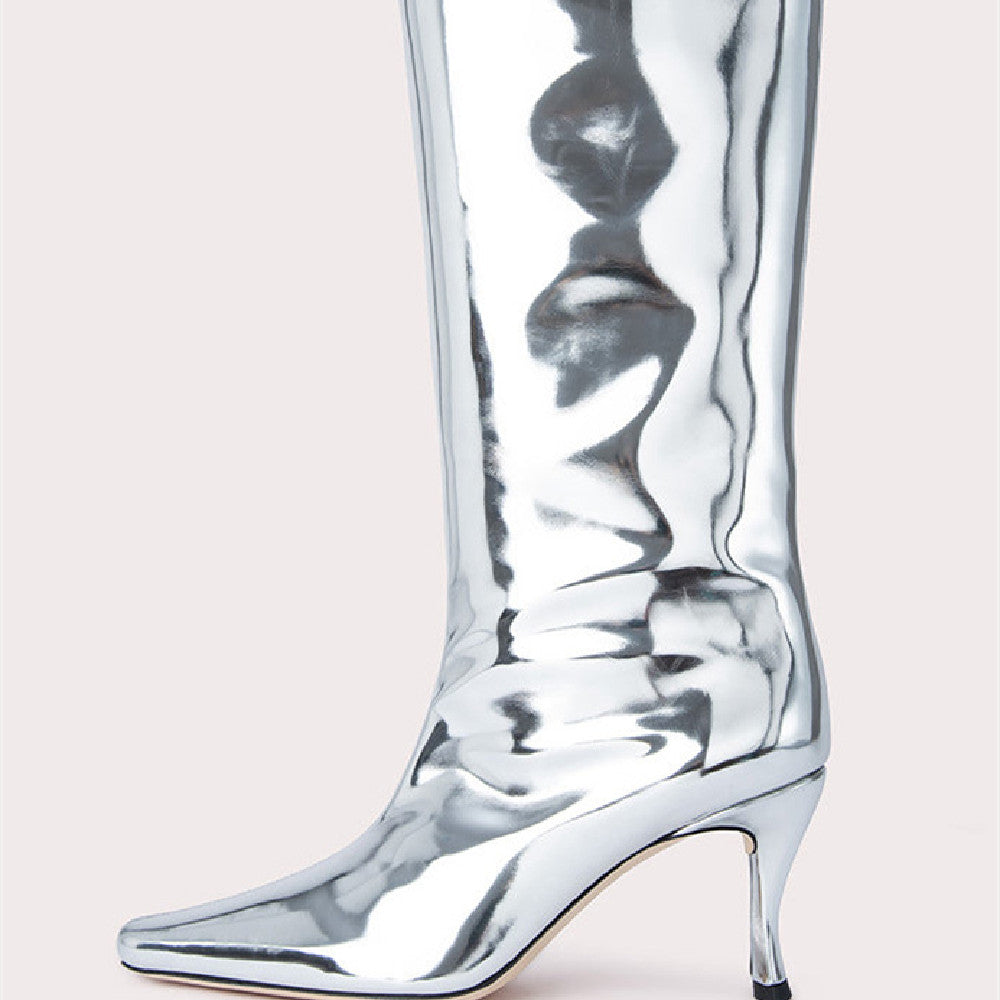 Sarah Express Square Toe Microfiber Knee High Boots