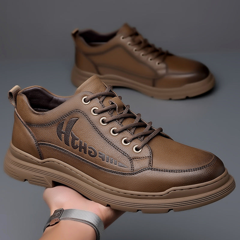 Sarah Express Men's Breathable Leather Business Platform Shoes