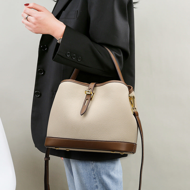 Sarah Express Lychee Pattern Contrast Color Messenger Bag