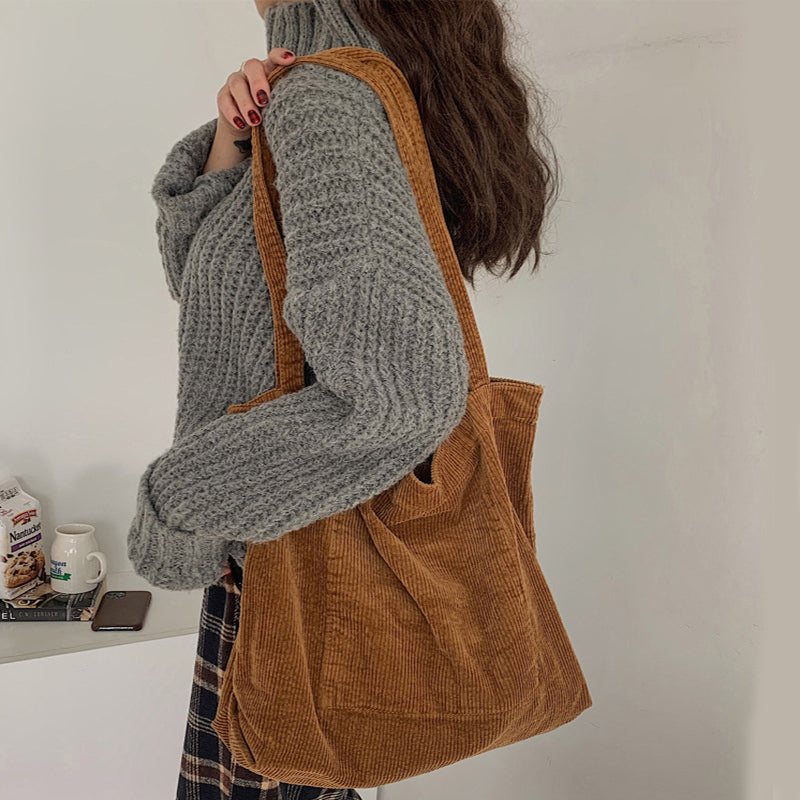 Sarah Express Soft Corduroy Large Capacity Tote Bag