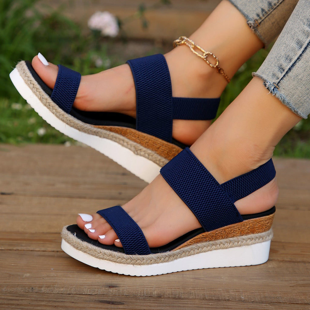 Sarah Express Elastic Strap Platform Wedge Sandals