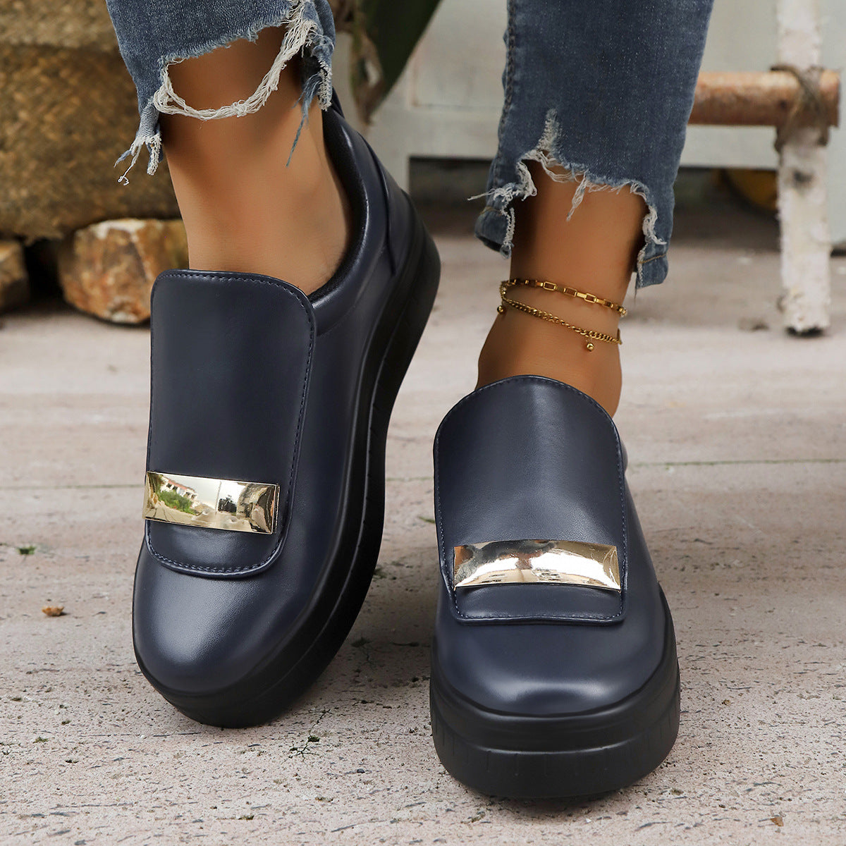 Sarah Express Women's Velcro Slip-On Thick Sole Sneakers