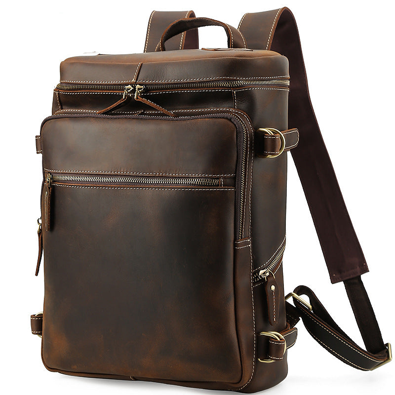 Sarah Express Structured Brown Leather Commuter Backpack
