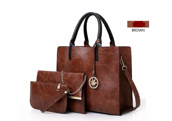 Sarah Express Structured Shoulder Bag Set Brown
