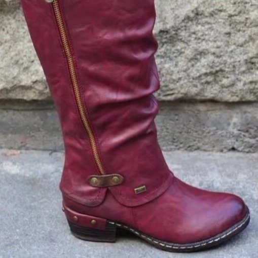 Sarah Express Women's Round Toe Side Zipper Boots
