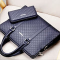 Sarah Express Embossed Leather Business Briefcase Blue