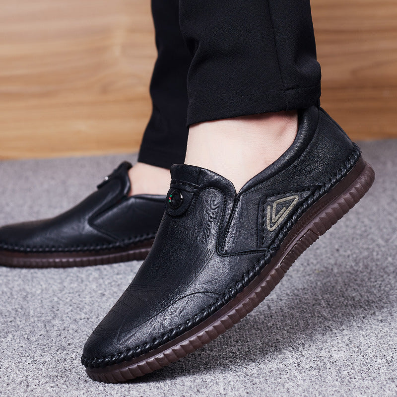 Sarah Express Men's Casual Cowhide Leather Slip-On Loafers