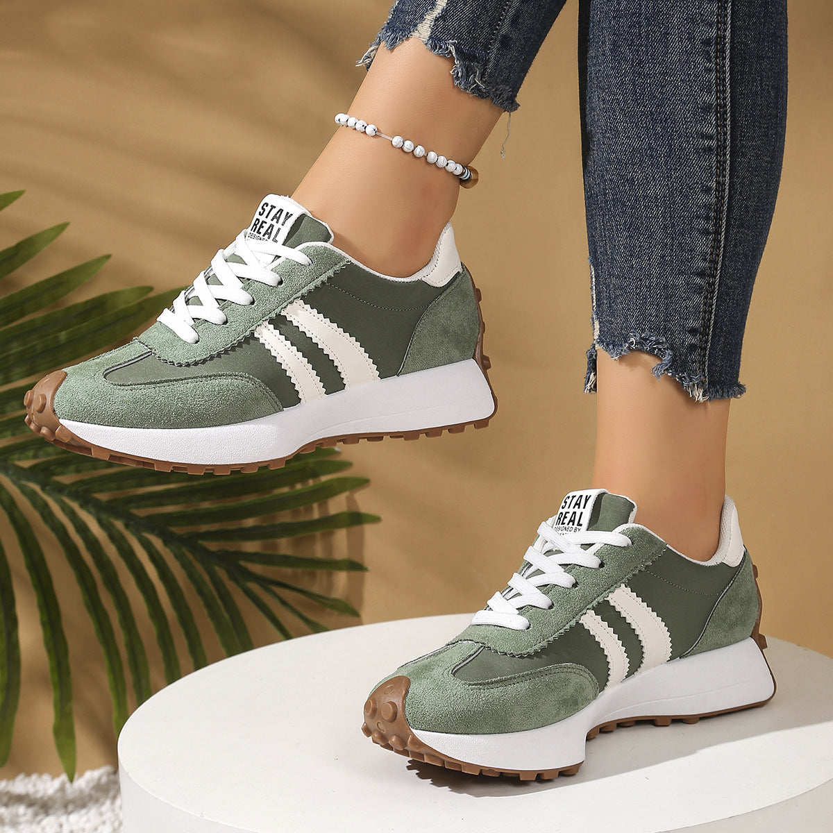 Sarah Express Women's Chunky Sole Breathable Mesh Sneakers