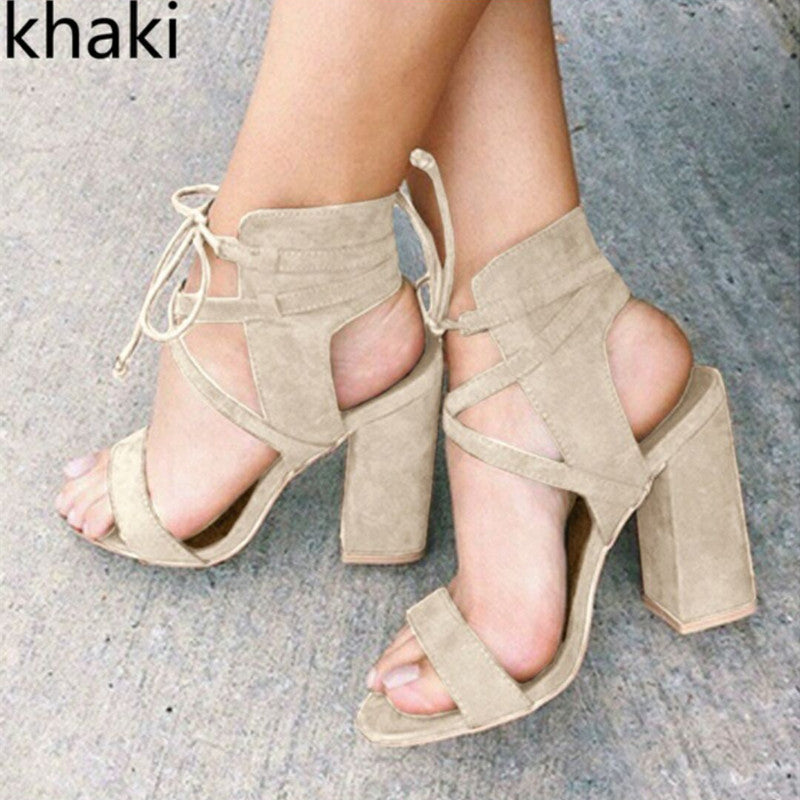 Sarah Express Hollow Cutout Ankle Strap High Heels