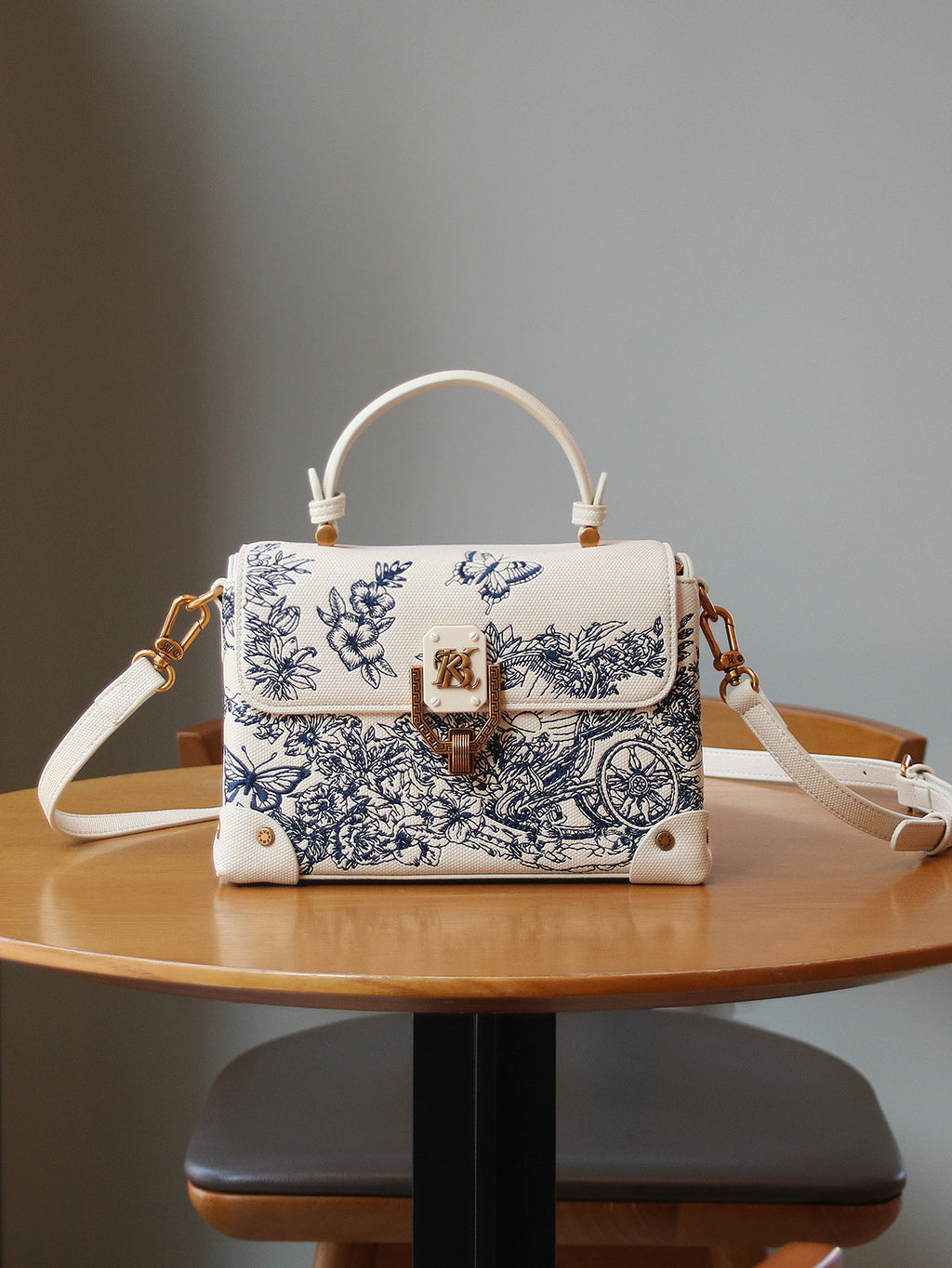 Sarah Express Embroidered PU Leather Crossbody Tote Bag White