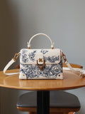 Sarah Express Embroidered PU Leather Crossbody Tote Bag White