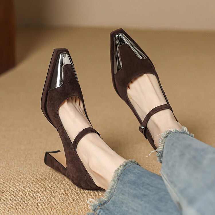 Sarah Express Retro Square Toe Mary Jane Heels