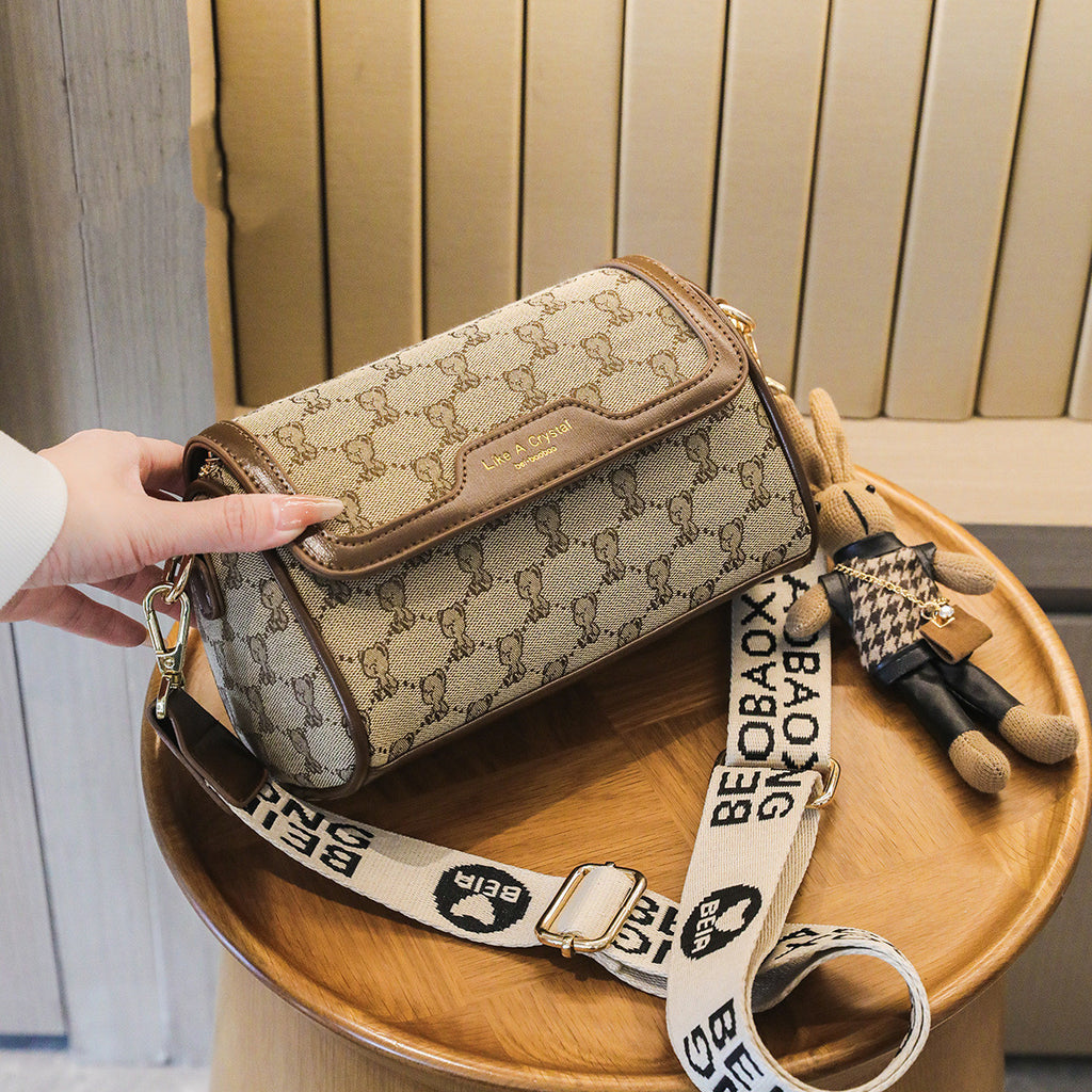 Sarah Express Bear Print Canvas Shoulder Bag