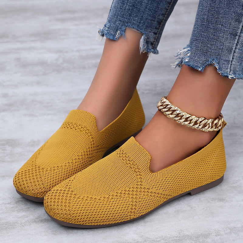 Sarah Express Women's Flyknit Casual Slip-On Flat Sneakers