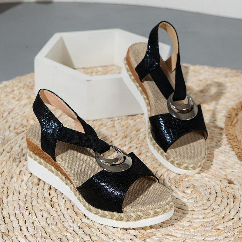 Sarah Express Peep Toe Serpentine Wedge Sandals