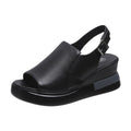 Sarah Express Platform Wedge Fishmouth Sandals Black
