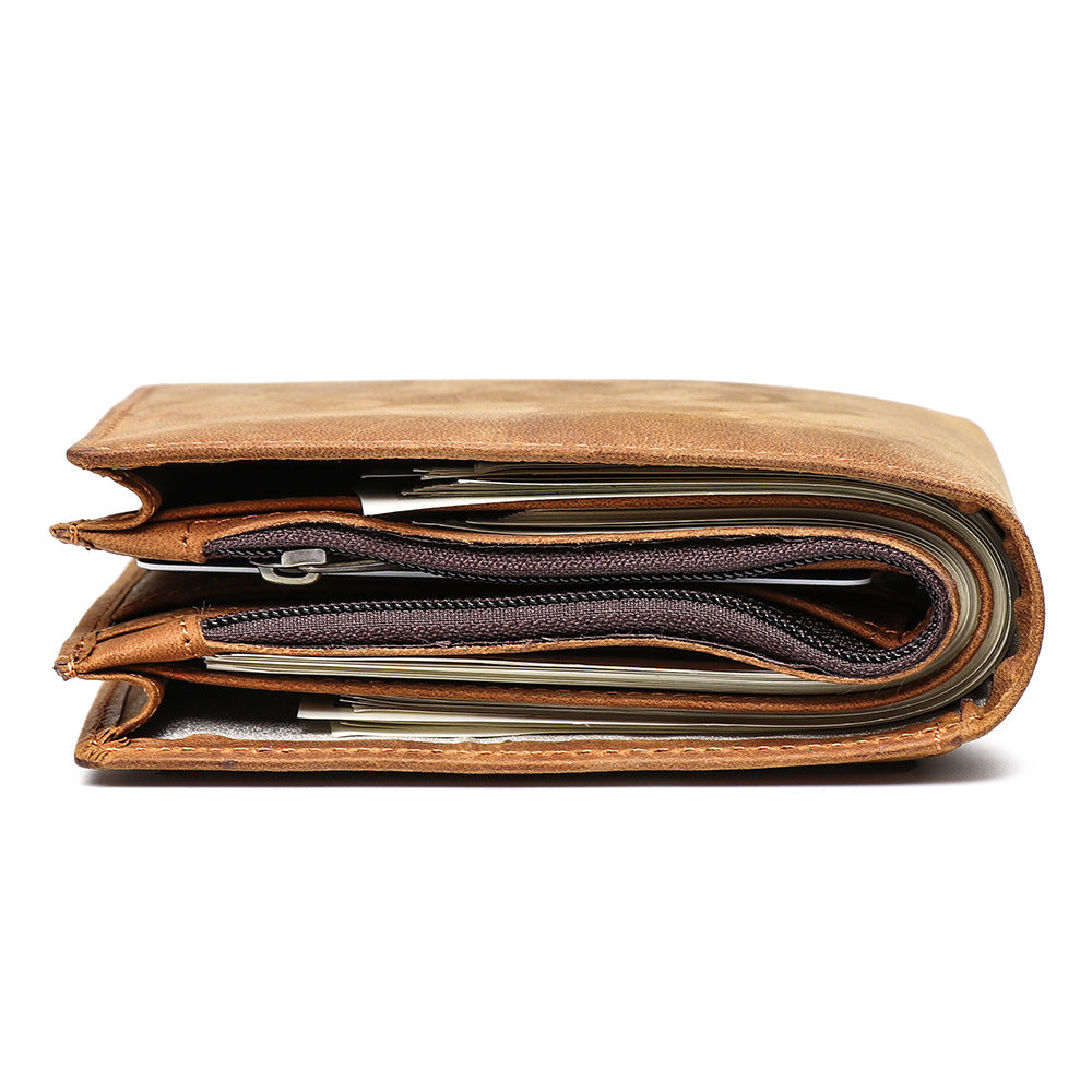 Sarah Express Retro Cowhide Leather Short Wallet