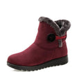 Sarah Express Women's Button Detail Ankle Snow Boots Wine Red