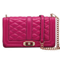 Sarah Express Rhombic Quilted Chain Shoulder Bag Rose red gold B