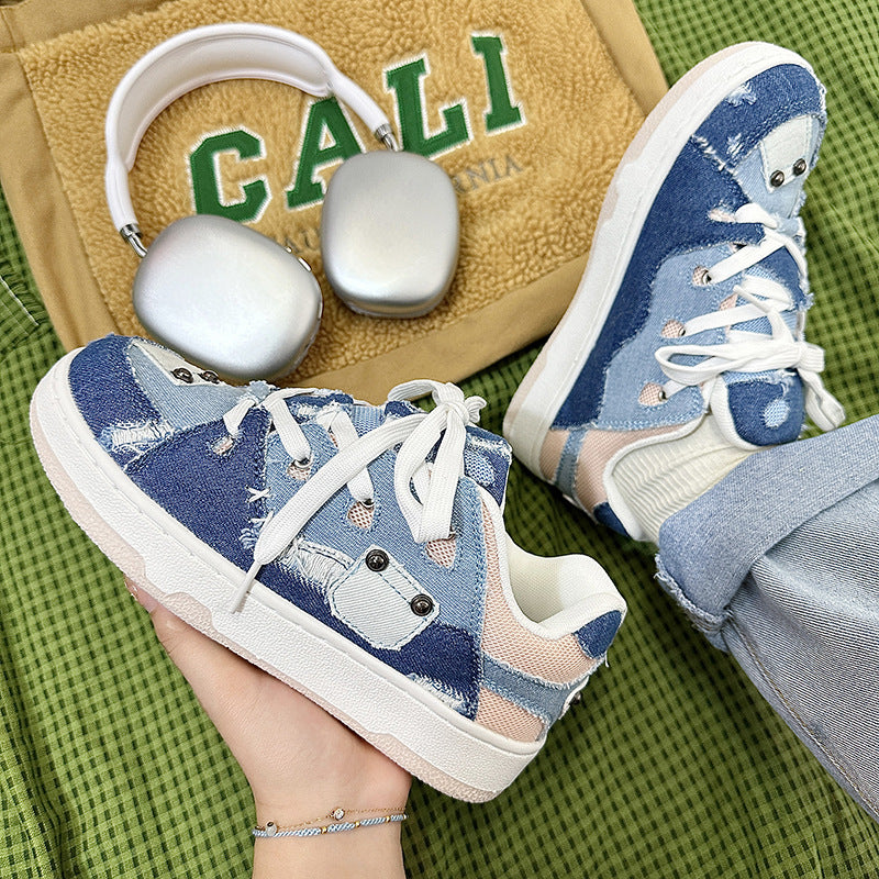 Sarah Express Denim Canvas Patchwork Casual Sneakers