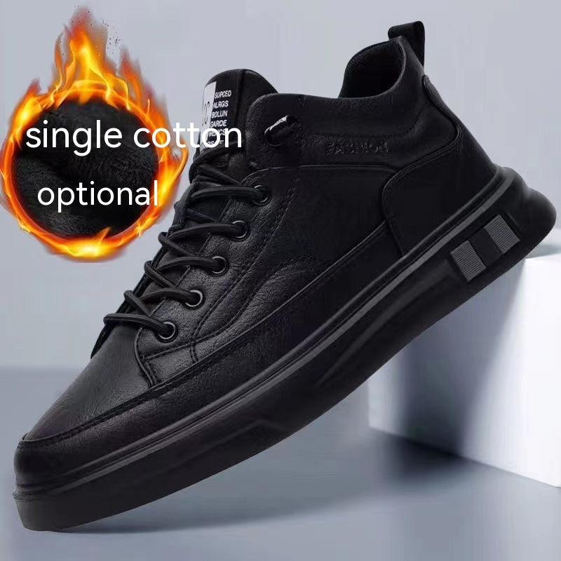Sarah Express Men's Casual Microfiber Lace-Up Sneakers Black Plus Velvet