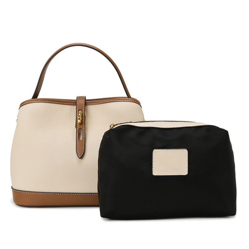 Sarah Express Lychee Pattern Contrast Color Messenger Bag