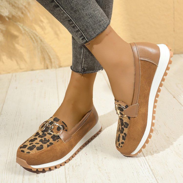 Sarah Express Round Toe Metal Buckle Leisure Loafers