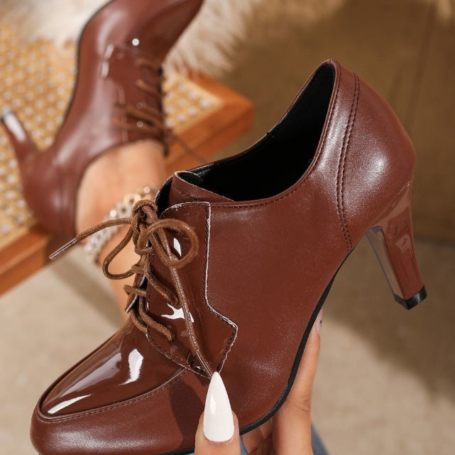 Sarah Express Pointed Toe Chunky Heel Ankle Boots