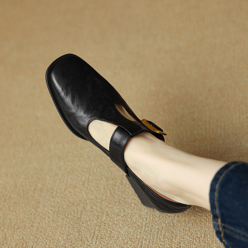 Sarah Express Retro Square Toe Mary Jane Pumps Black