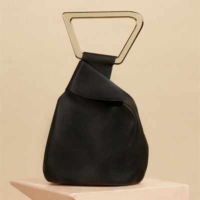 Sarah Express Structured Metal Handle Handbag Black