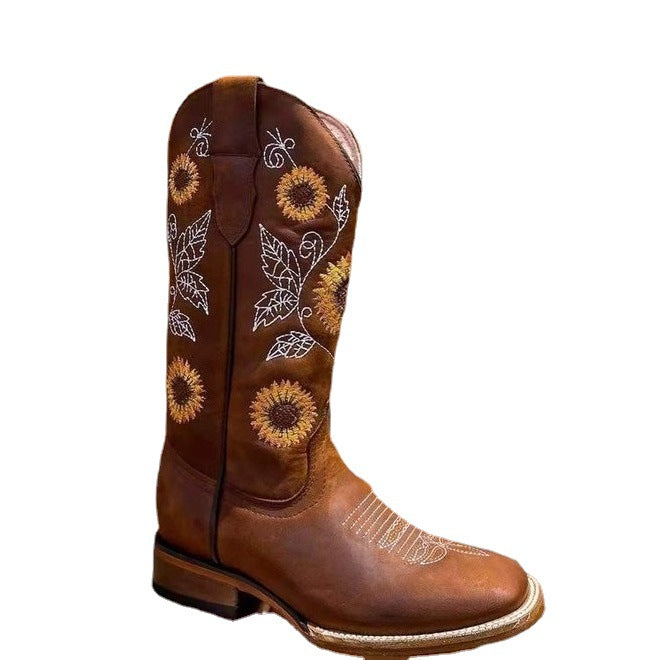 Sarah Express Embroidered Sunflower Western Martin Boots