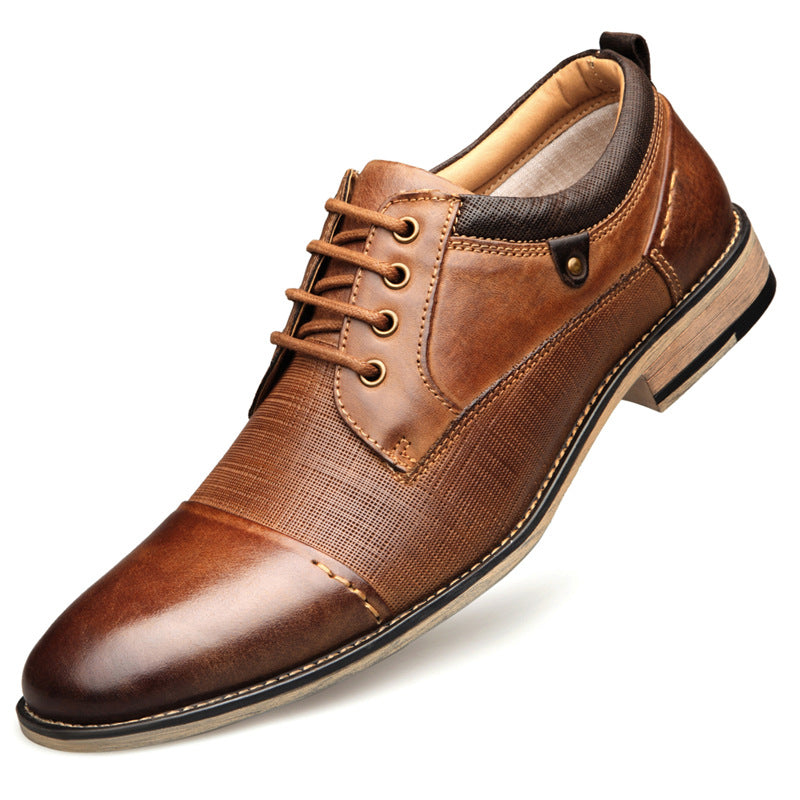 Sarah Express Men's Brown Leather Formal Dress Shoes Brown