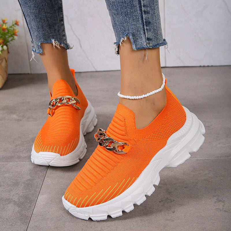 Sarah Express Women's Knit Slip-On Platform Sneakers