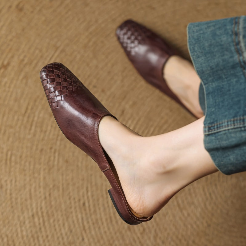 Sarah Express Handmade Vintage Flat Leather Slip-On Sandals